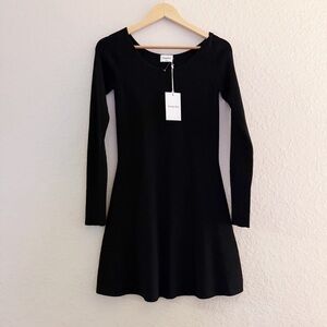 Sunday Best Black Long Sleeve Skater Mini Dress Size Medium